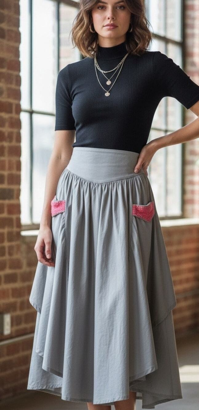 DALHAA Thailand yoke waisted lagenlook skirt